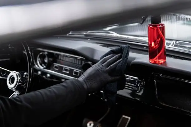 Interior detailing service showing seat and carpet cleaning